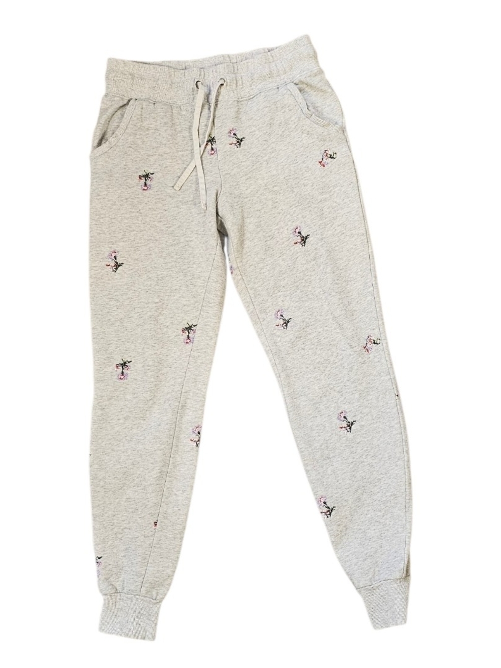 H&M LOGG Floral Embroidered Sweatshirt Jogger Set Gray Lounge Set XS S - Picture 4 of 12